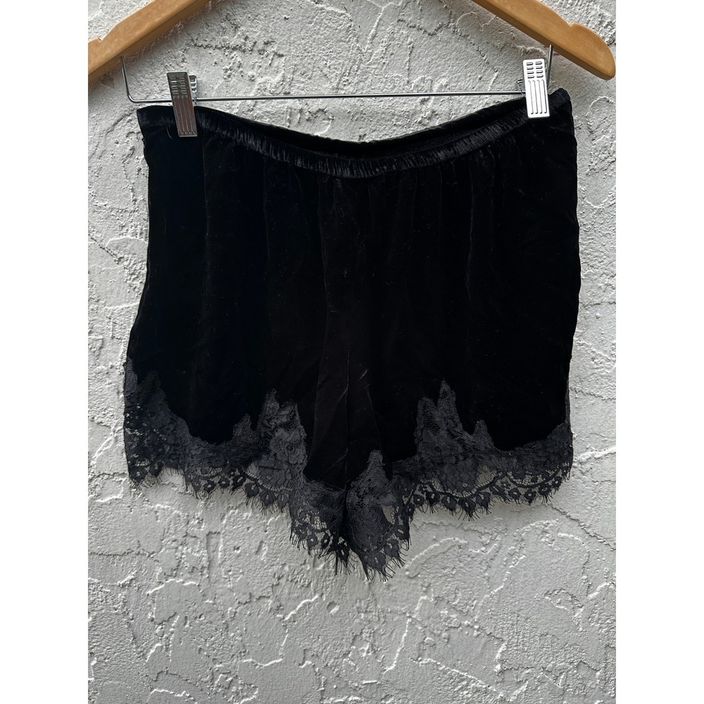 Reformation Silk Velvet Lace Trim High Waisted Shorts Small